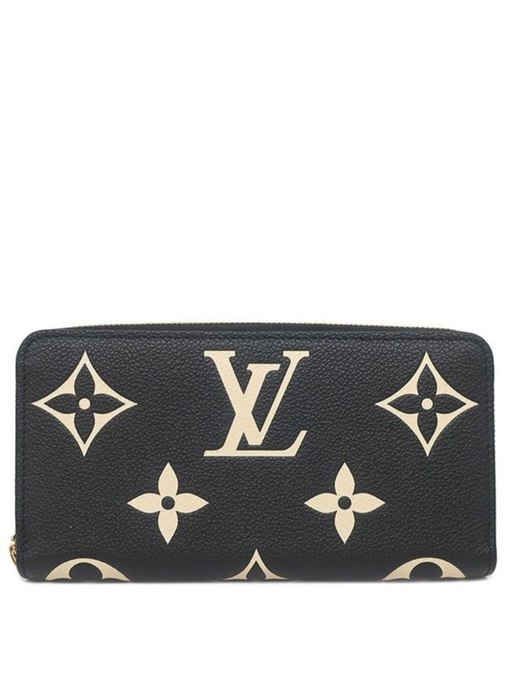Louis Vuitton Wallet Zippy Monogram Empreinte Bicolor Leather Black Beige Gold